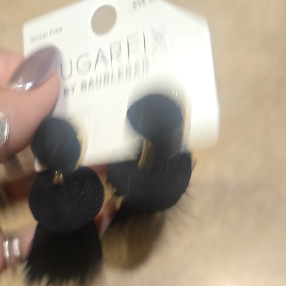 New Sugarfix by Baublebar Black Tassel Dangle Earrings - Picture 3 of 5